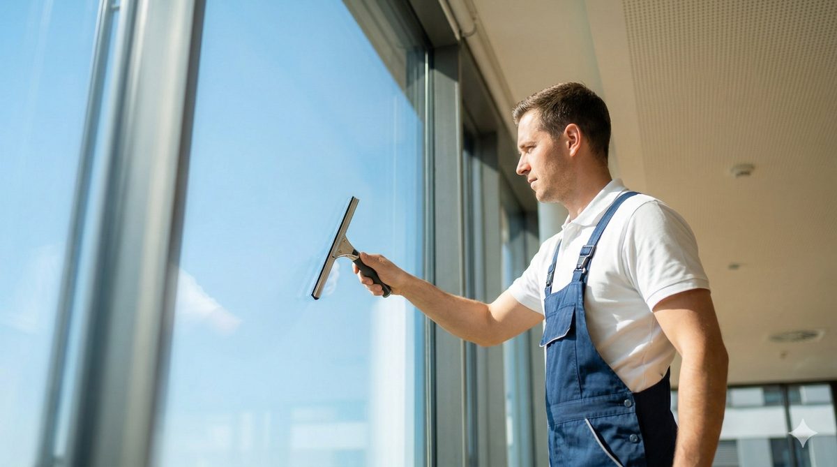 Glas- und Fensterreinigung Berlin – streifenfreie Fenster im Gewerbegebäude